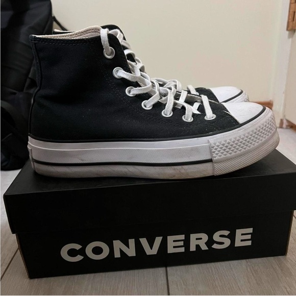 Black and white Coverse All Star Lift Platform shoes size womens 6.5 - Picture 4 of 8